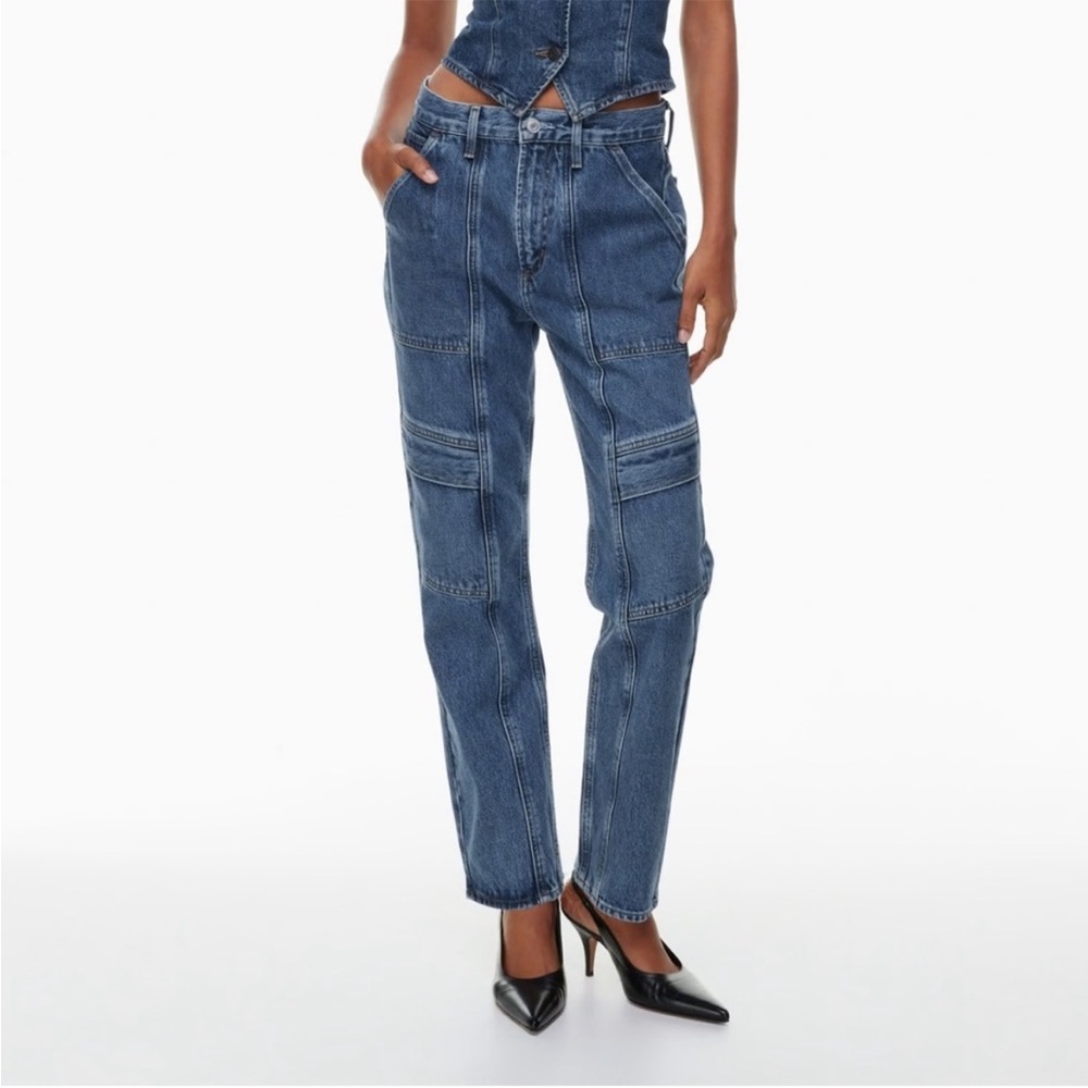 Agolde Cooper Cargo Jean Regulation Blue Medium Wash Size 25 Women’s NEW - Picture 2 of 10